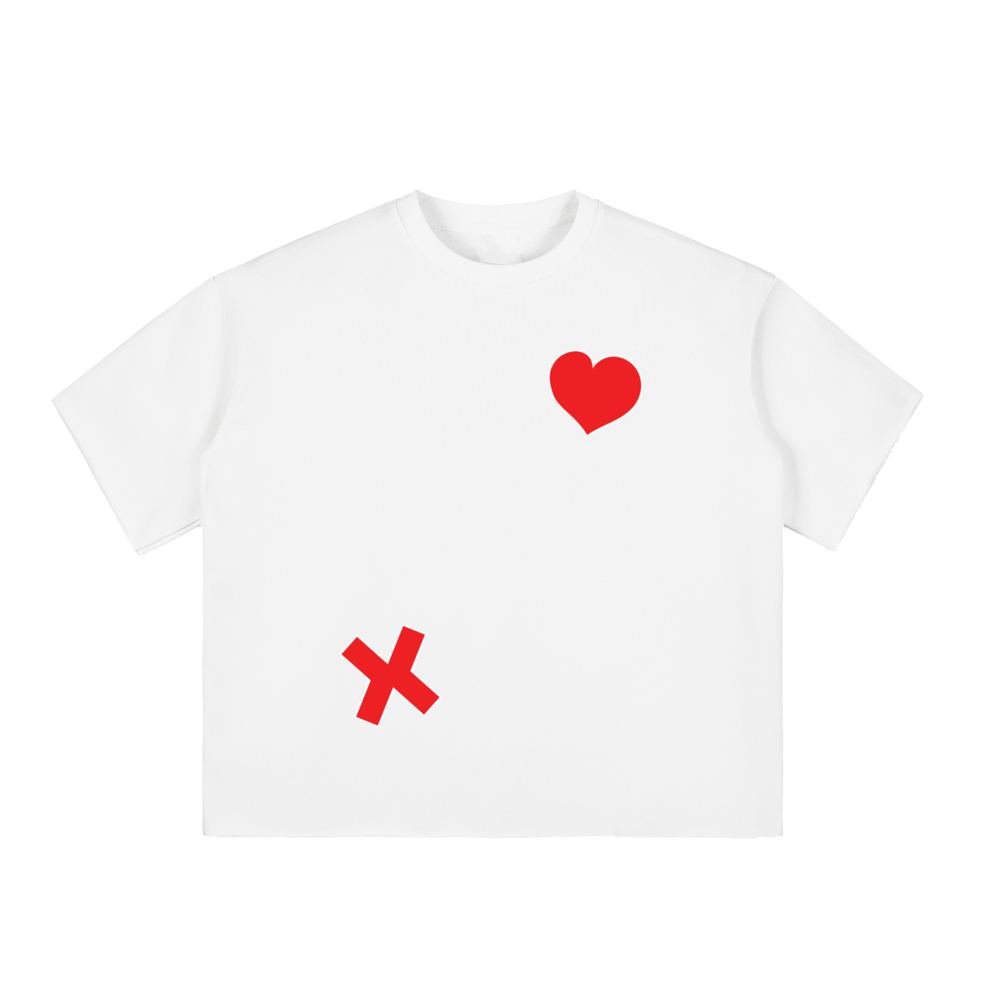 Right Heart Wrong Generation Boxy Half-Sleeve Raw-Edge T-Shirt