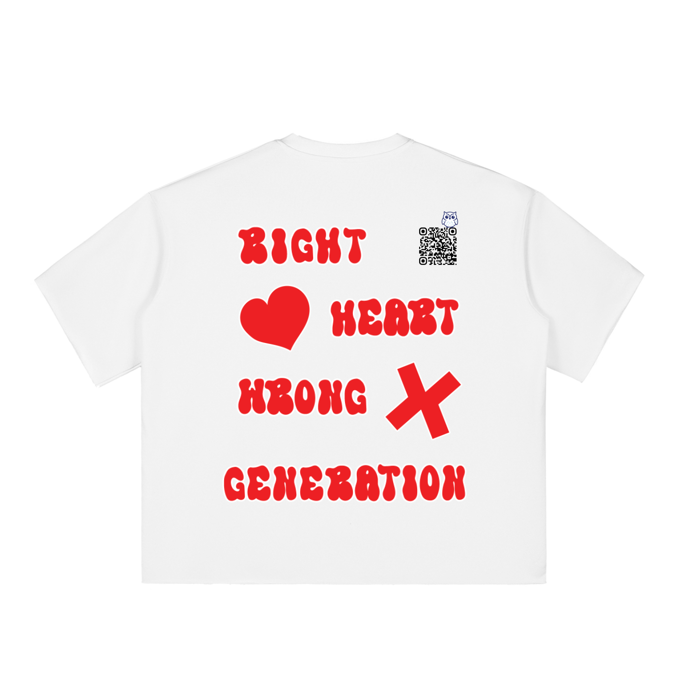 Right Heart Wrong Generation Boxy Half-Sleeve Raw-Edge T-Shirt