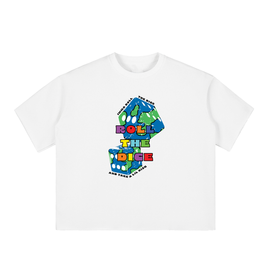 Boxy Half-Sleeve Raw-Edge T-Shirt