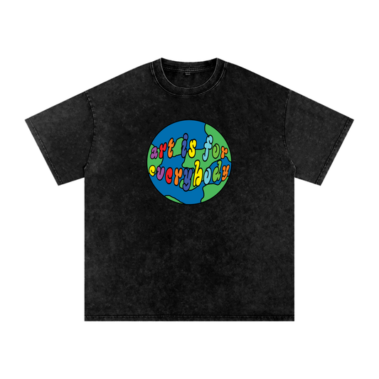 ART IS FOR EVERYBODY Snow Washed Oversized Cotton T-Shirt