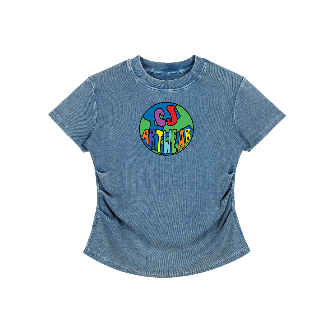 CJ ARTWEAR LOGO Womens Vintage Washed Bodycon Cotton T-Shirt