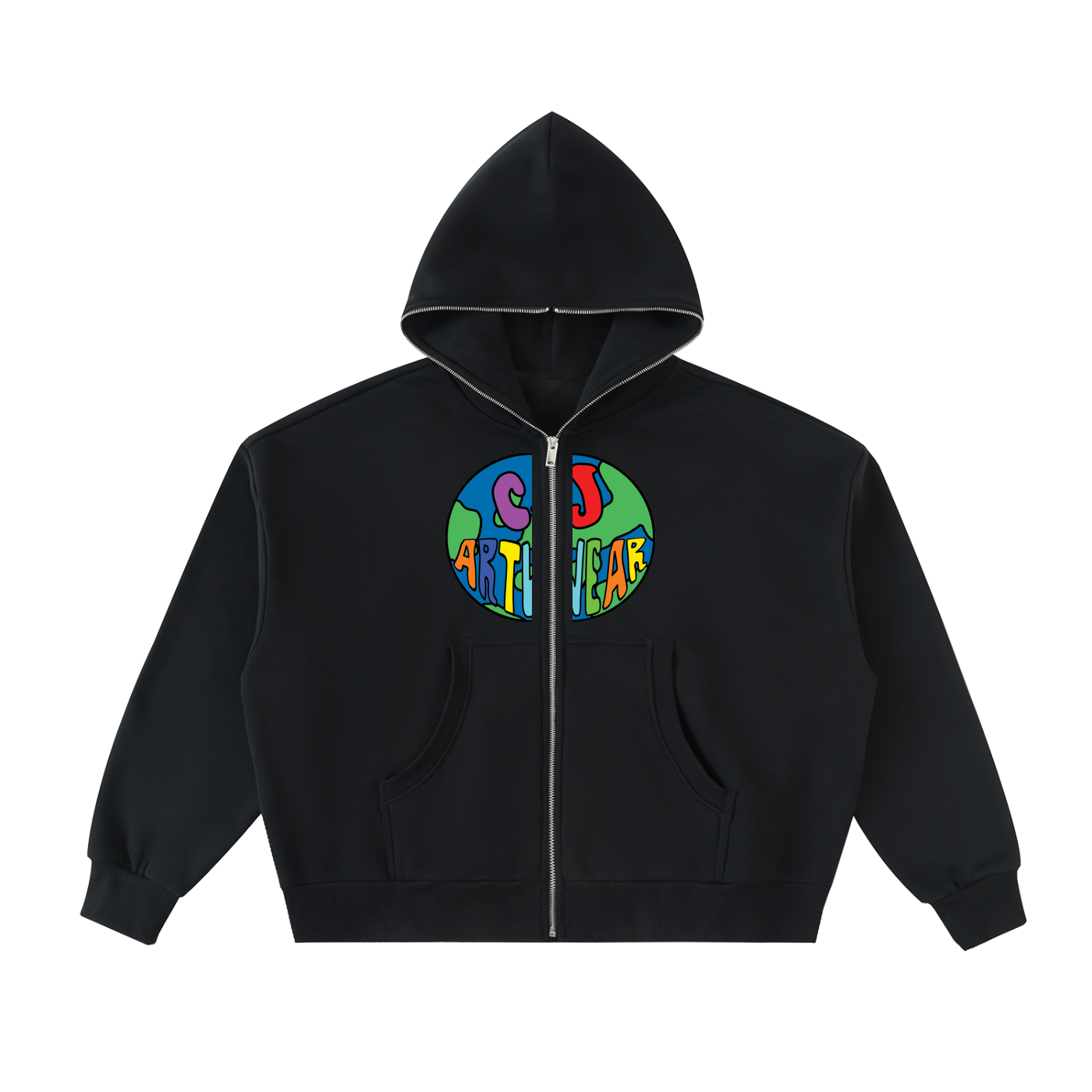 CJ ARTWEAR LOGO Fleeced Full-Zip Boxy Hoodie