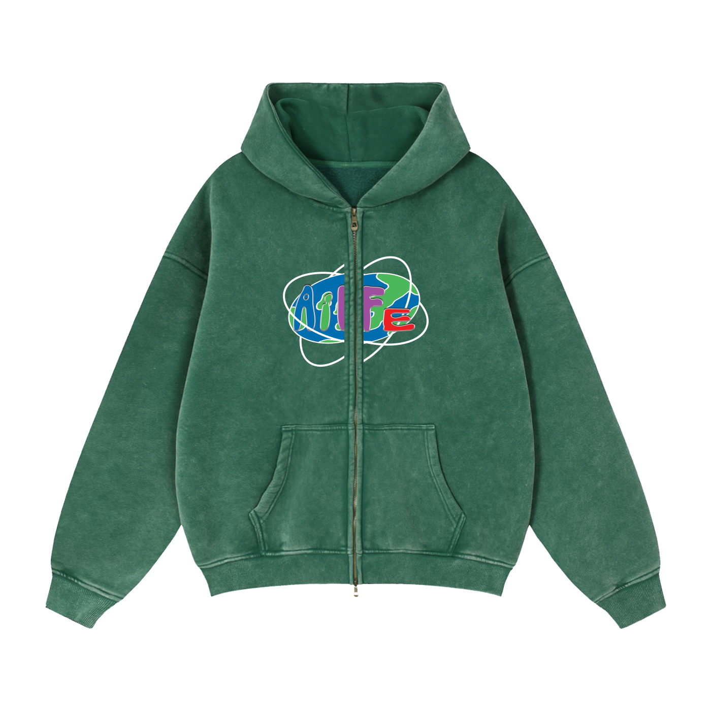 Zip-Through Boxy Fleece Hoodie