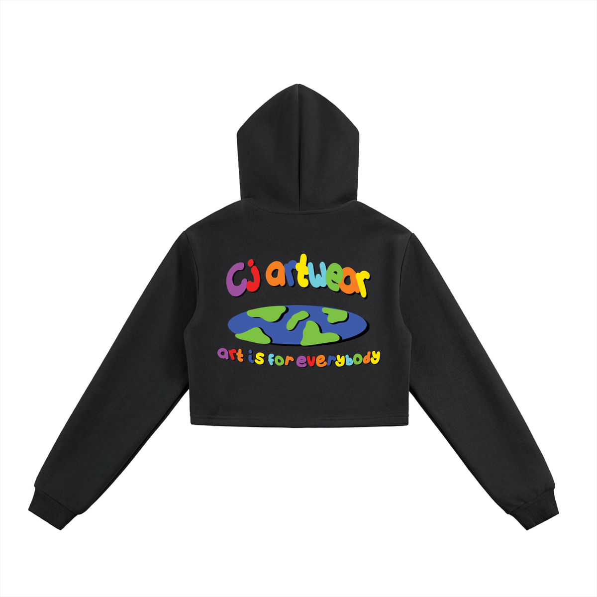 COLOURFUL 'Art Is For Everybody' Essential Cropped Zip-Up Hoodie WOMENS