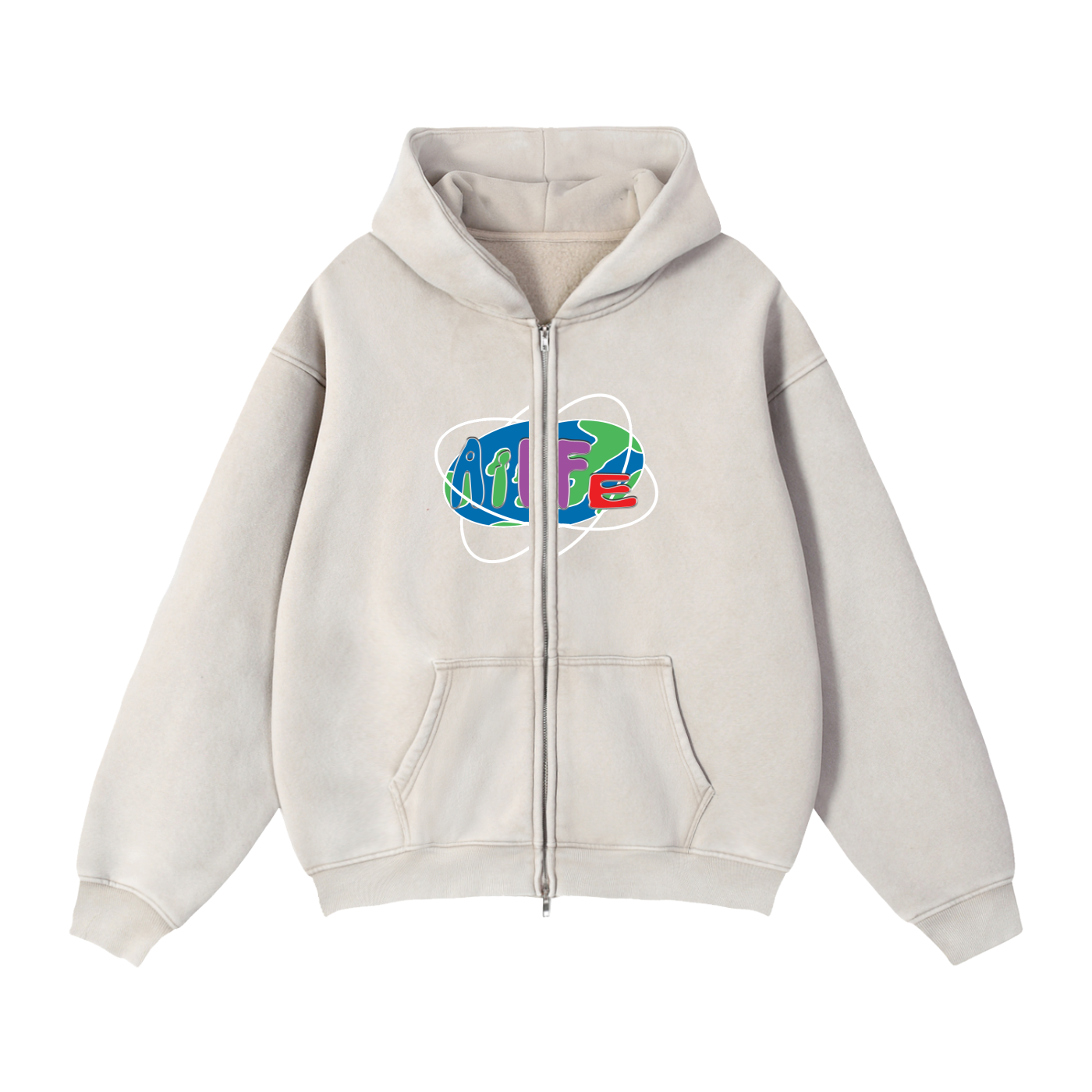 Zip-Through Boxy Fleece Hoodie