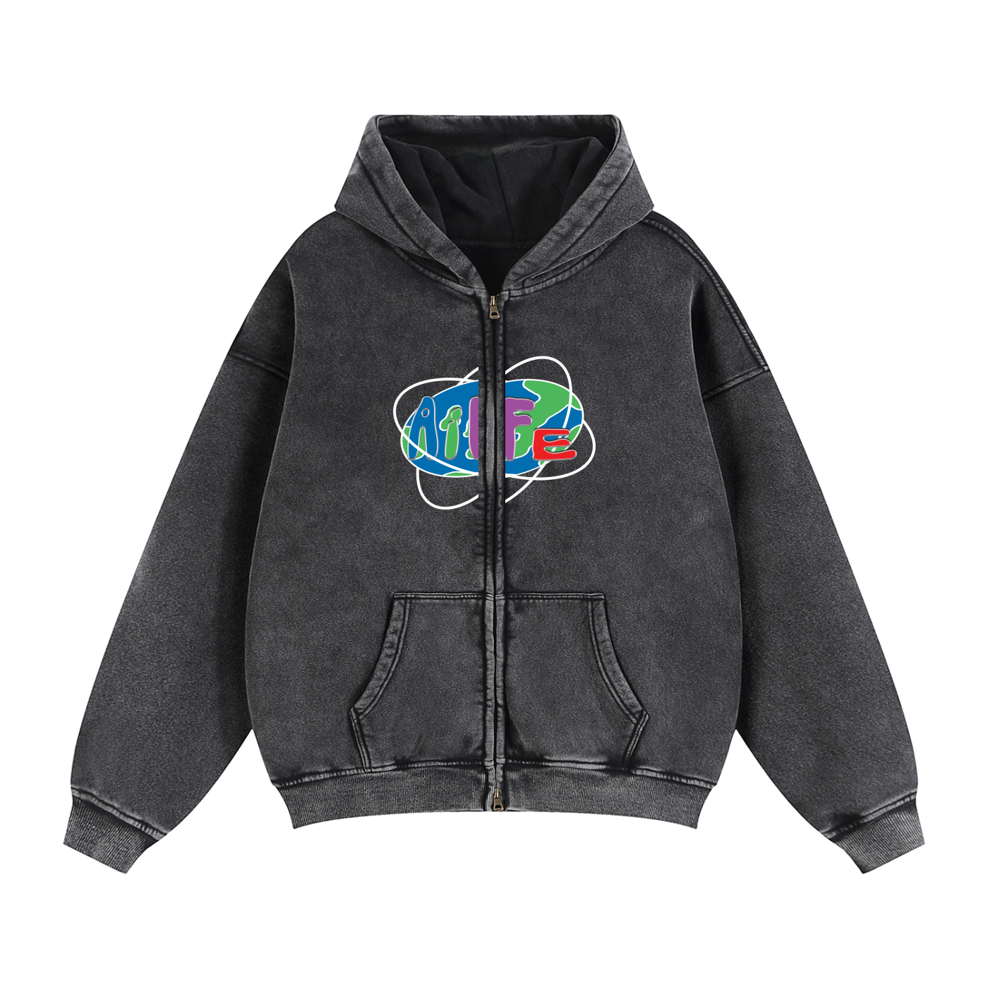 Zip-Through Boxy Fleece Hoodie