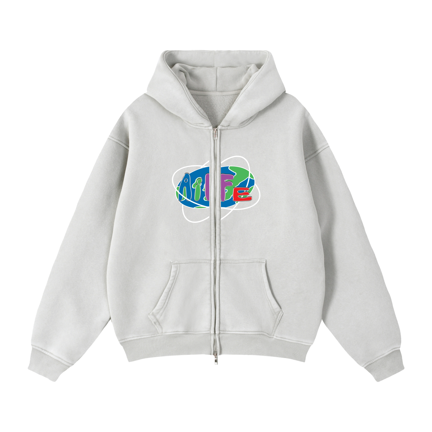 Zip-Through Boxy Fleece Hoodie