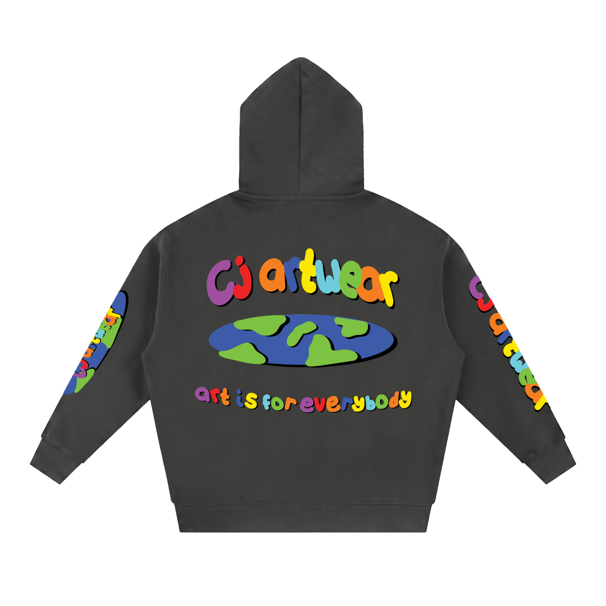 COLOURFUL 'Art Is For Everybody' Essential Oversized Fleece Boxy Hoodie MENS