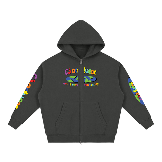 COLOURFUL 'Art Is For Everybody' Essential Oversized Fleece Boxy Hoodie MENS