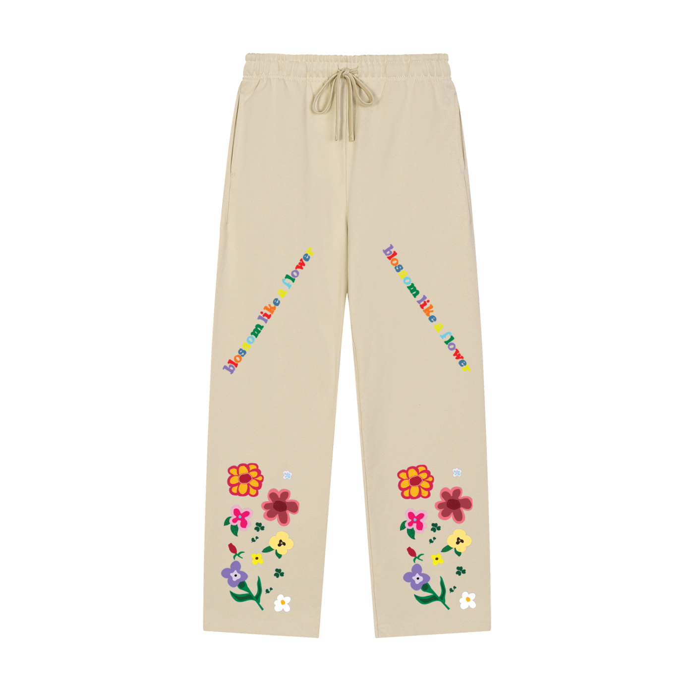 BLOSSOM LIKE A FLOWER Solid Color Straight-Leg Sweatpants