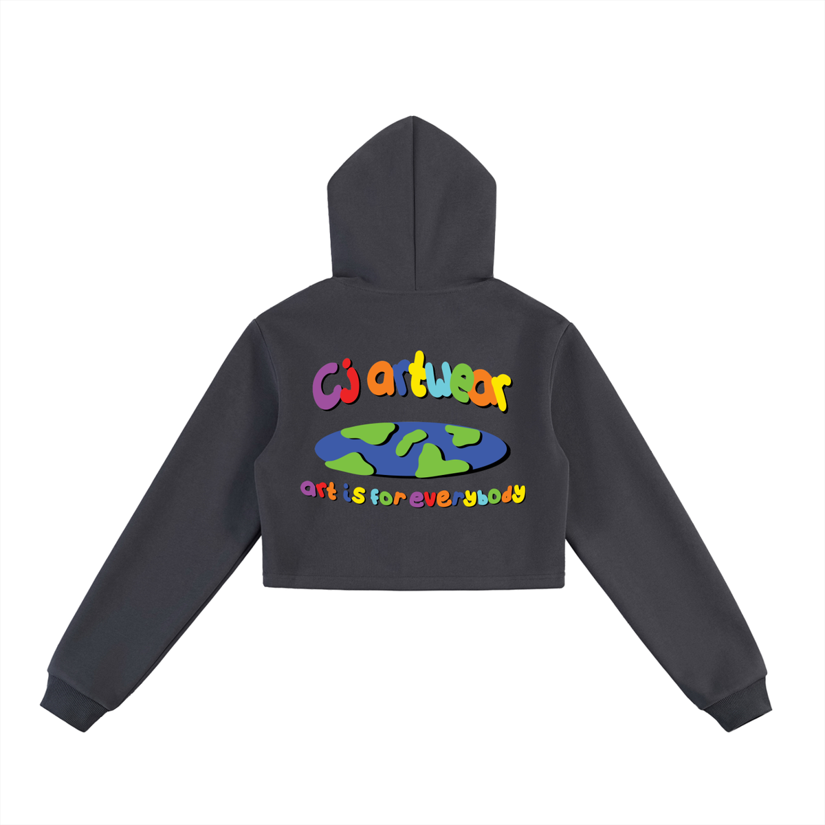 COLOURFUL 'Art Is For Everybody' Essential Cropped Zip-Up Hoodie WOMENS