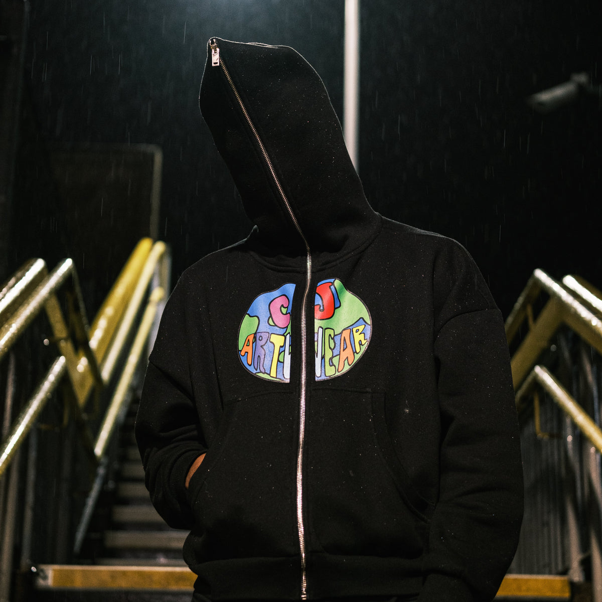 CJ ARTWEAR LOGO Fleeced Full-Zip Boxy Hoodie