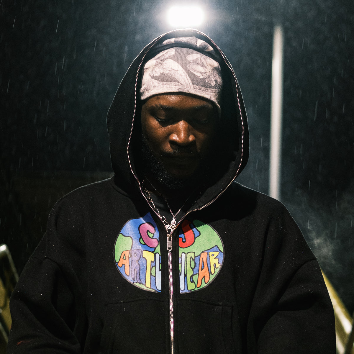 CJ ARTWEAR LOGO Fleeced Full-Zip Boxy Hoodie