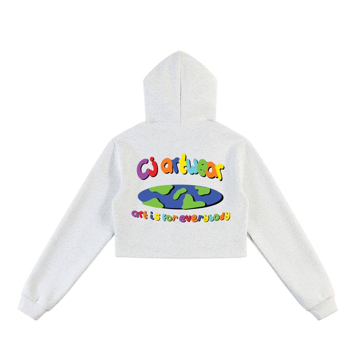 COLOURFUL 'Art Is For Everybody' Essential Cropped Zip-Up Hoodie WOMENS