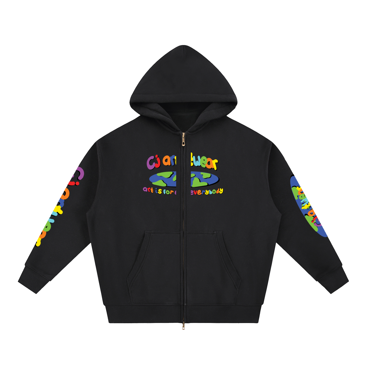 COLOURFUL 'Art Is For Everybody' Essential Oversized Fleece Boxy Hoodie MENS