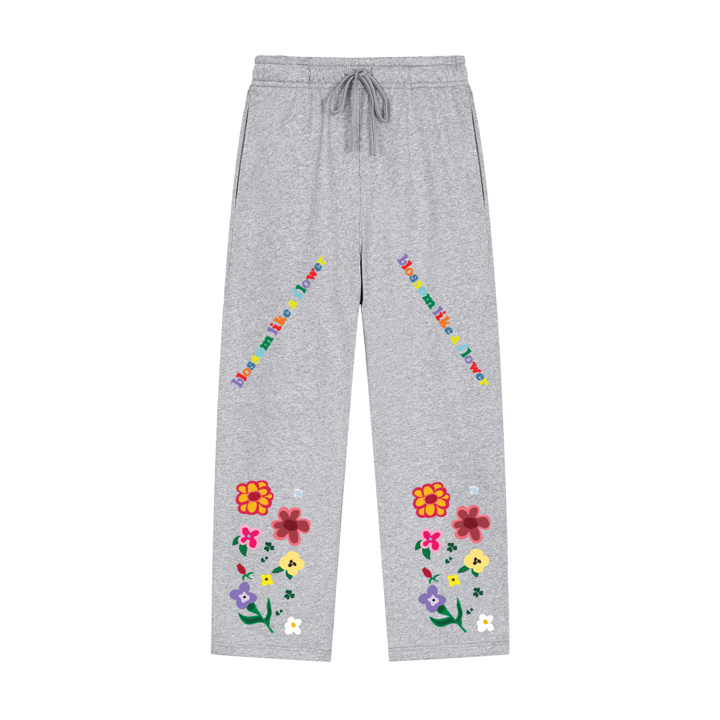 BLOSSOM LIKE A FLOWER Solid Color Straight-Leg Sweatpants