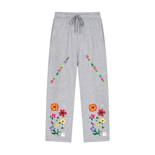 BLOSSOM LIKE A FLOWER Solid Color Straight-Leg Sweatpants